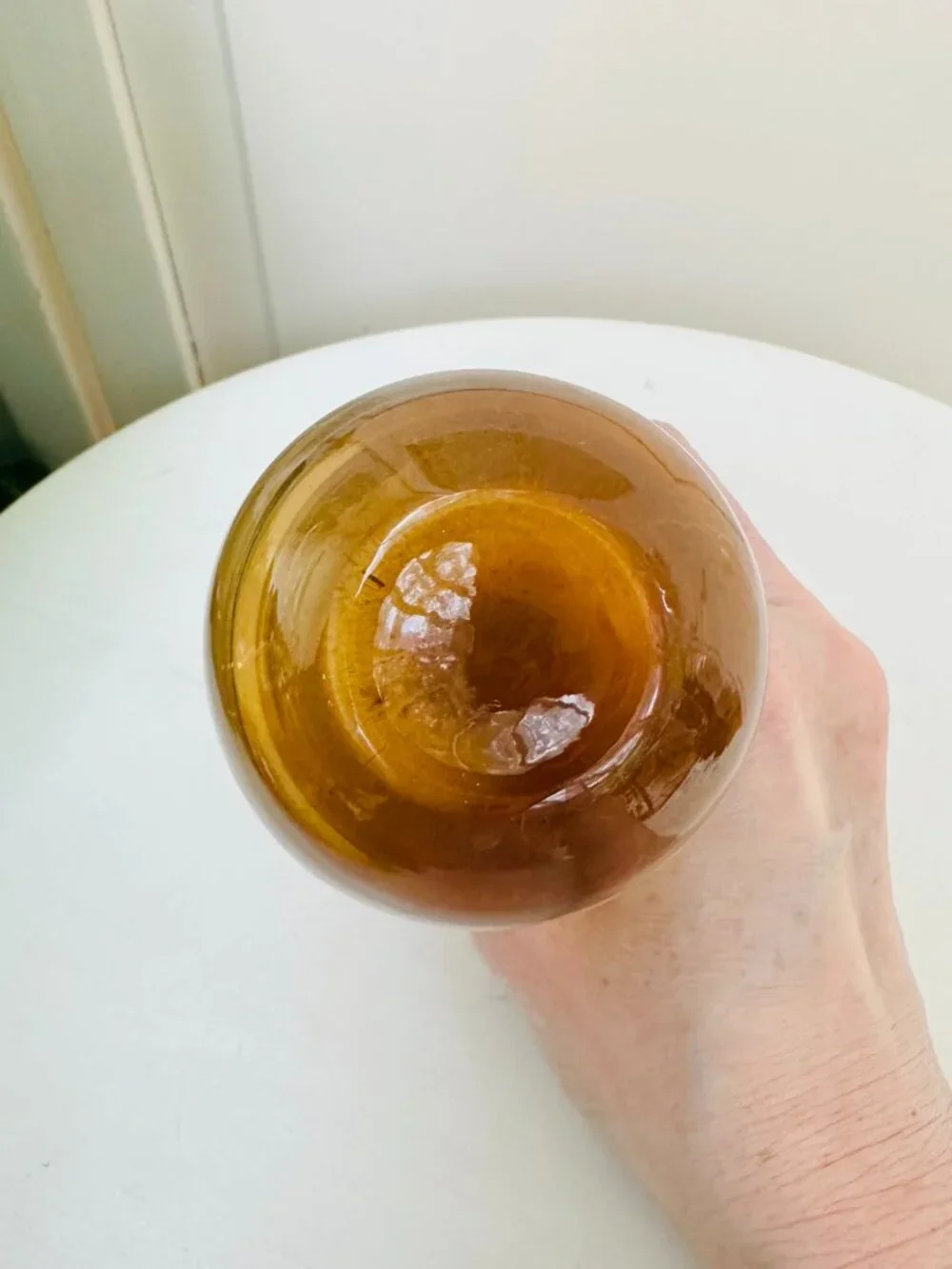 Pier 1 Amber Glass Bud Vase Early 2000s Hand Blown Style Decorative Vase